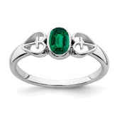 Sterling Silver Rhodium-plated Created Emerald Ring